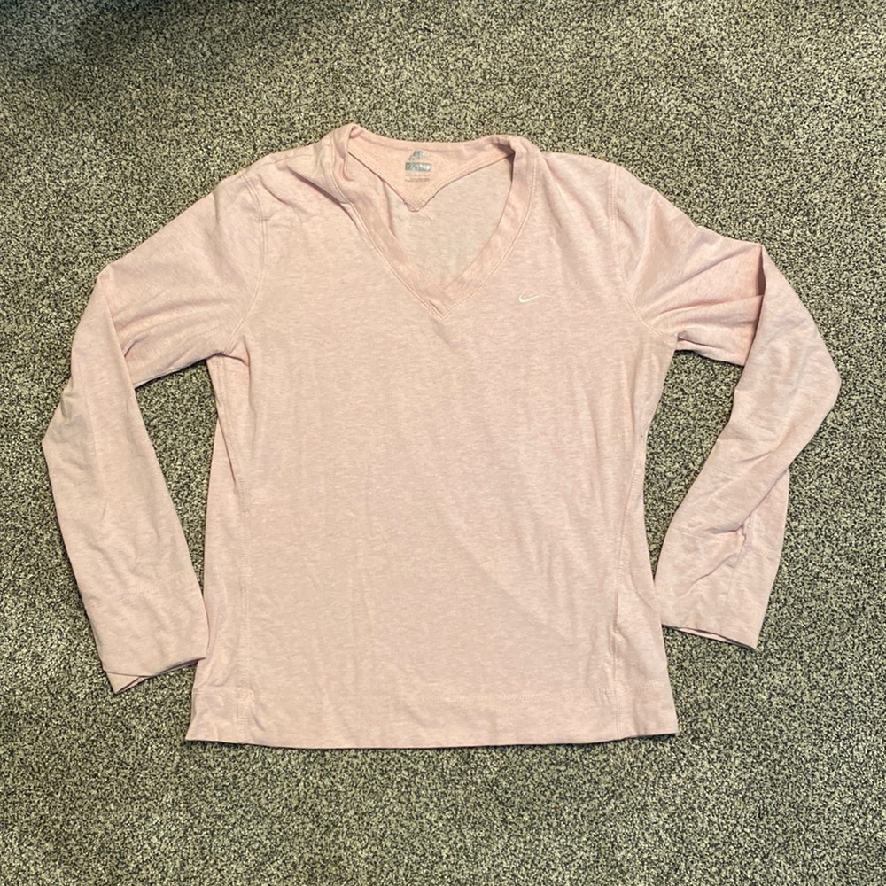 Pink Nike long sleeved shirt L 12-14